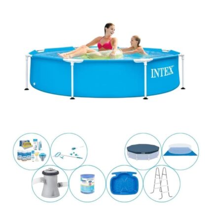 Intex Metal Frame Ronde 244x51 cm - Paquet de piscine tout en 1