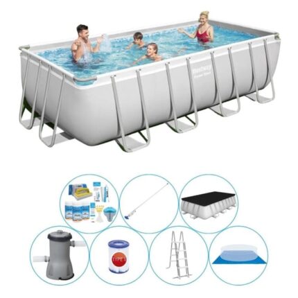 Offre combinée de piscine - Bestway Power Steel Rectangulaire 488x244x122 cm
