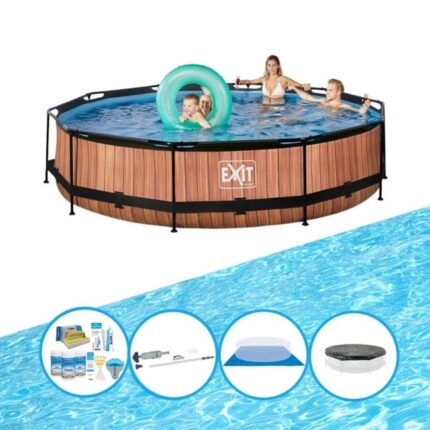 EXIT Piscine Timber Style - Frame Pool ø360x76cm -- Avec accessoires