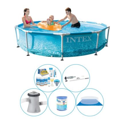 Intex Metal Frame Ronde Plage 305x76 cm - 6 pièces - Piscine avec des accessoires