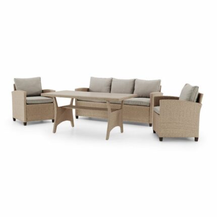 Ensemble de jardin en rotin synthétique et acier avec table haute - Verona