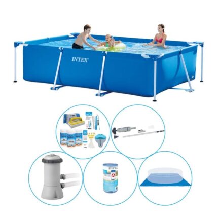 Intex Frame Pool Rectangulaire 300x200x75 cm - 6 pièces - Piscine avec des accessoires