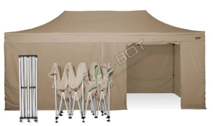 Tente Pliante 6X3 RAY BOT Ecru Acier 30mm avec Latérales. Tissu enduit de PVC à 350gr/m² étanche et hydrofuge