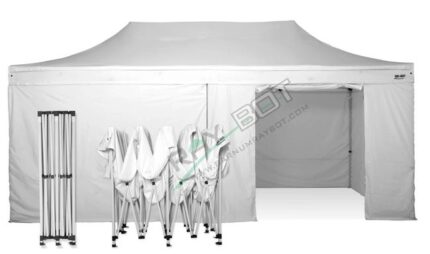 Tente Pliante 6X3 RAY BOT Blanc Acier 30mm avec Latérales. Tissu enduit de PVC à 350gr/m² étanche et hydrofuge