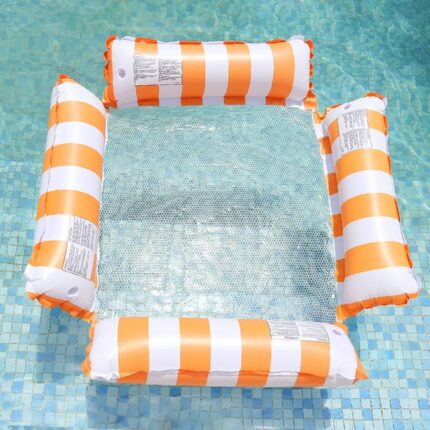 Flotteurs de Piscine Gonflables, Hamac d'eau de Radeaux de Flotteur de Piscine Polyvalents 4 en 1, Flotteur de Chaise de Piscine Gonflable, Orange