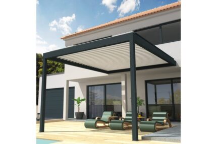 Pergola Bioclimatique COCOON Mixte Gris anthracite / Blanc 4,00x4,613m Verin