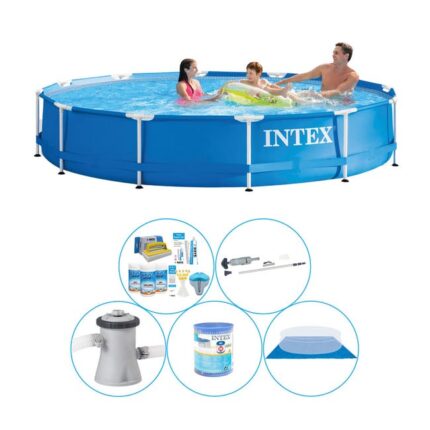 Piscine avec des accessoires - 6 pièces - Intex Easy Set Ronde 396x84 cm
