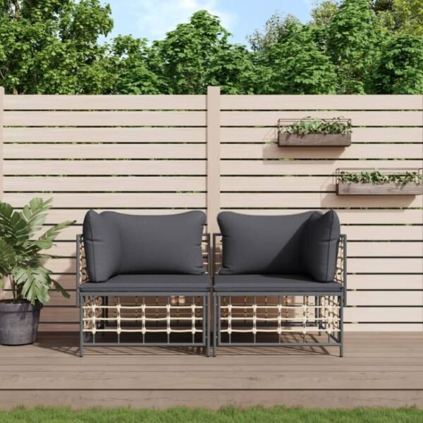 The Living Store - Canapés d'angle sectionnels avec coussins 2 pcs résine tressée