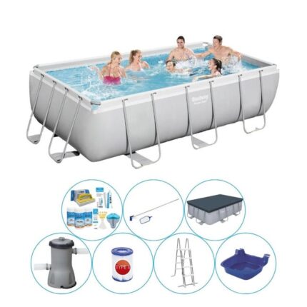 Paquet de piscine tout en 1 - Bestway Power Steel Rectangulaire 404x201x100 cm