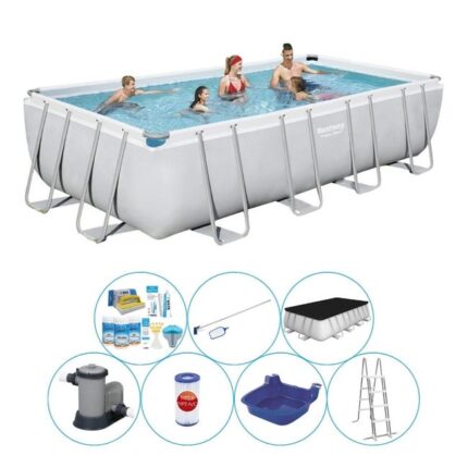 Offre combinée de piscine - Bestway Power Steel Rectangulaire 549x274x122 cm