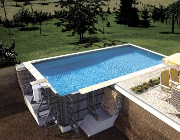 Piscine panneaux enterrée avec filtration, L.8 x l.4 x 1.5m BWT MYPOOL