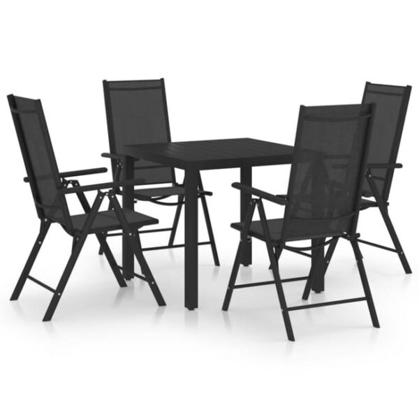 The Living Store - Ensemble de salle à manger de jardin 5 pcs Aluminium Noir