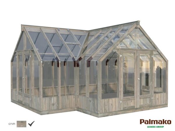 Serre bois traité, gris 19.1m²