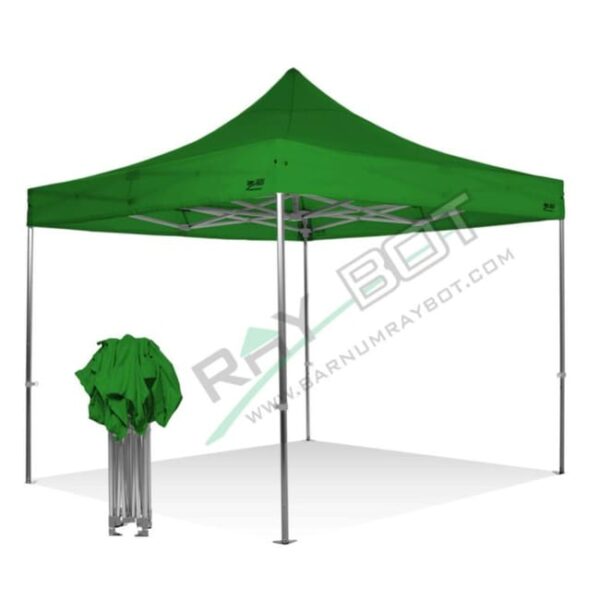 Barnum Pliant 3X3 RAY BOT Vert Aluminium 45mm Top Sans LATÉRALES. Tissu enduit de PVC à 350gr/m² étanche et hydrofuge