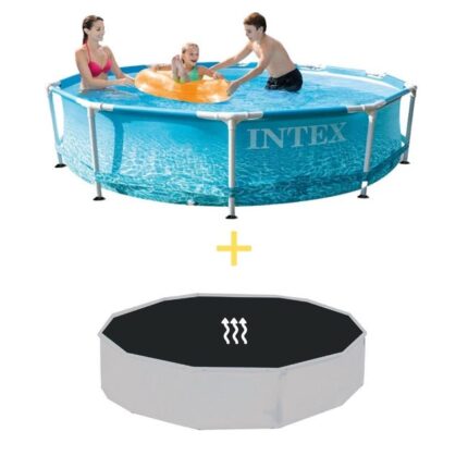 Intex Piscine - Metal Frame - Thème de la plage - 305 x 76 cm - Avec Tapis solaire
