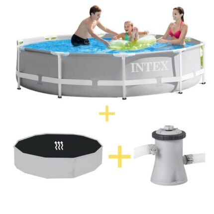 Intex Piscine - Prism Frame - 305 x 76 cm - Avec Tapis solaire & Pompe filtrante