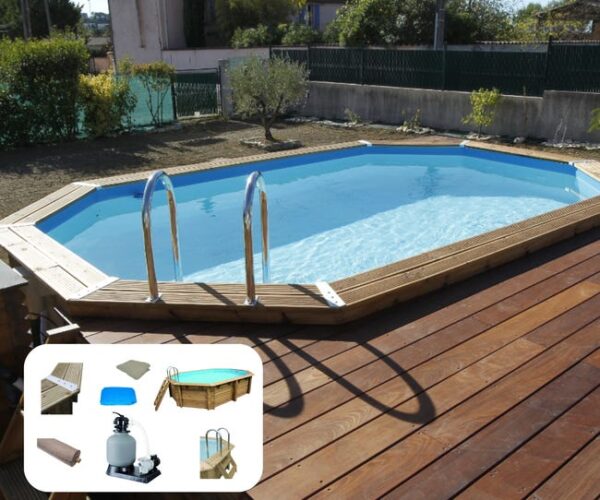 Piscine Samoa UBBINK, ovale, L.5.05 x l.3.55 x H.1.2 m