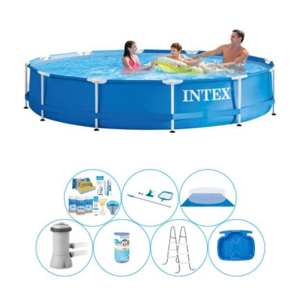Intex Metal Frame Ronde 366x76 cm - 8 pièces - Bundle de piscine