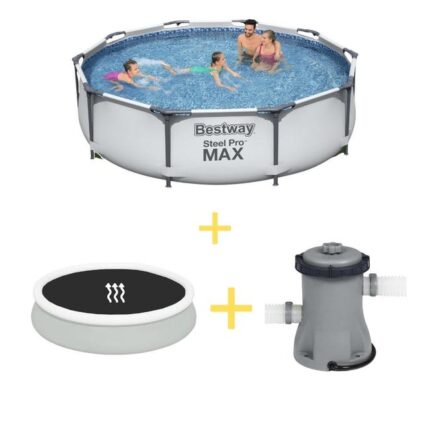 Bestway Piscine - Steel Pro MAX - 305 x 76 cm - Avec Tapis Solaire & Pompe de filtrage