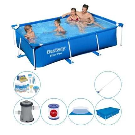 Bestway Steel Pro Rectangulaire 259x170x61 cm - Bleu - Offre combinée de piscine