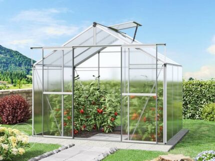 GFP Serre de jardin Orchidee 3 structure en aluminium 256 x 192 cm panneaux en polycarbonate