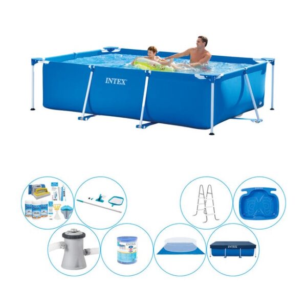 Intex Frame Pool Piscine Rectangulaire - 260 x 160 x 65 cm - Incluant les accessoires