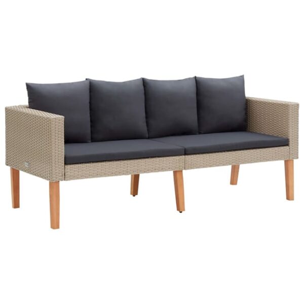 The Living Store - Canapé de jardin à 2 places avec coussins Résine tressée Beige