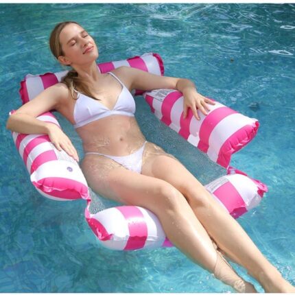 Flotteurs de piscine gonflables, radeaux de piscine polyvalents 4 en 1, hamac d'eau, flotteur de chaise de piscine gonflable, hamac d'eau, rose rouge