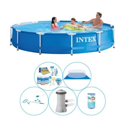 Piscine avec accessoires - 6 pièces - Intex Metal Frame Ronde 366x76 cm