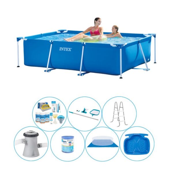 Intex Frame Pool Rectangulaire 220x150x60 cm - 8 pièces - Bundle de piscine