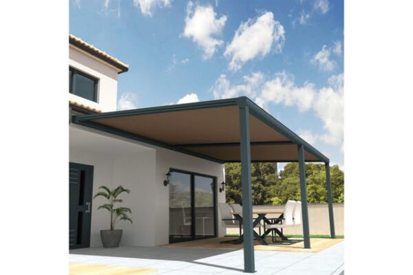 Pergola toile SUNLIGHT Gris anthracite - Taupe 8,00x3,50m