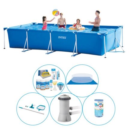 Intex Frame Pool Rectangulaire 450x220x84 cm - 6 pièces - Offre combinée de piscine