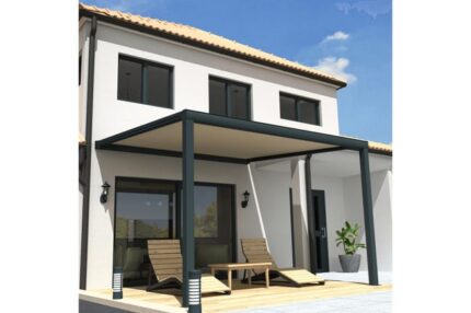 Pergola toile SUNLIGHT Gris anthracite - Écru 3,00x3,00m + LED