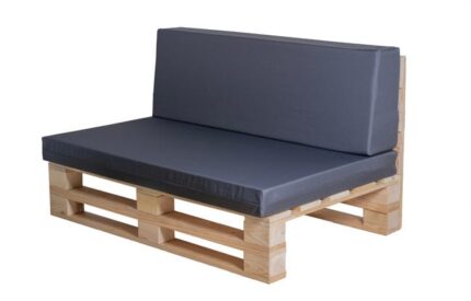 Ensemble complet de canapé palette + ensemble de coussins en tissu imperméable (Assise + Dossier) - 100x60cm en Gris