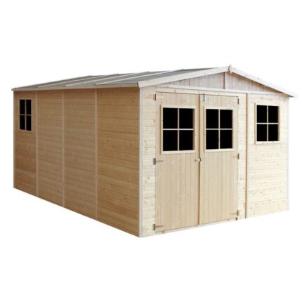 ABRI de Jardin en Bois Exterieur AVEC LES PLANCHERS IMPRÉGNÉ - en Pin/épicéa- H226x324x416 cm/12 m²- Construction de Panneaux- TIMBELA M336+M336G