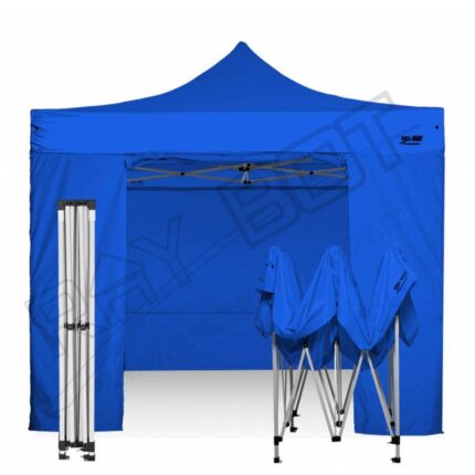 Barnum Pliant 3X3 RAY BOT Bleu Acier 40mm avec LATÉRALES. Tissu enduit de PVC à 350gr/m² étanche et hydrofuge
