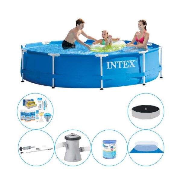 Intex Metal Frame Ronde 305x76 cm - Paquet combiné piscine