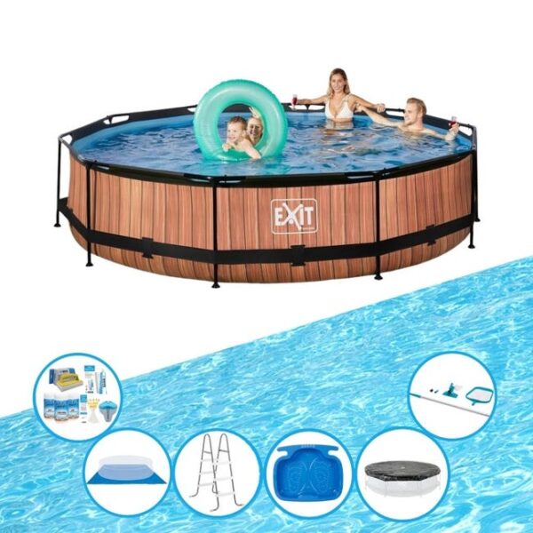 EXIT Piscine Timber Style - Frame Pool ø360x76cm - Avec accessoires