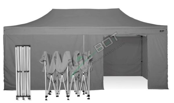 Tente Pliante 6X3 RAY BOT Gris Acier 30mm avec Latérales. Tissu enduit de PVC à 350gr/m² étanche et hydrofuge