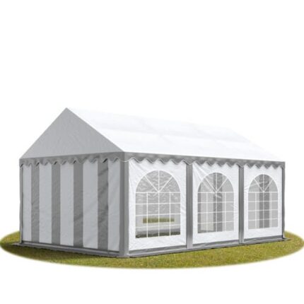 4x6 m tente de réception Barnum, PVC 750, H. 2 m, gris-blanc