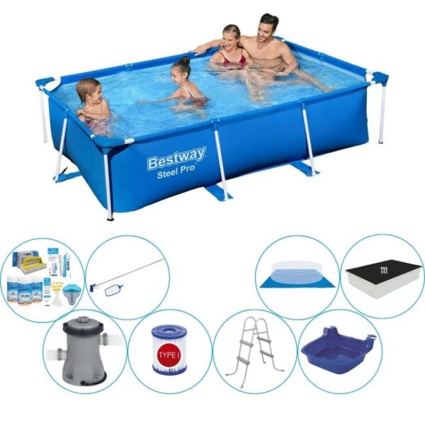 Bestway Steel Pro Rectangulaire 259x170x61 cm - Bleu - Set de piscine combinée