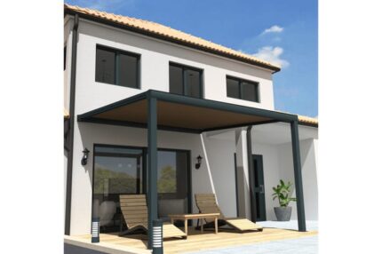 Pergola toile SUNLIGHT Gris anthracite - Taupe 3,00x3,50m + LED