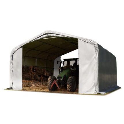 6x6 m Abri tunnel, PVC 850, gris (type de sol : béton)