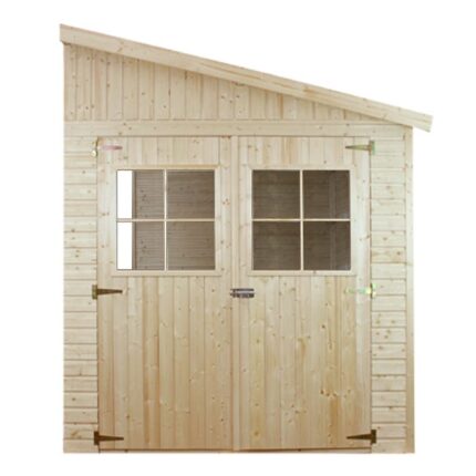 Abri de Jardin en Bois Naturel (sans paroi latérale) AVEC LES PLANCHERS IMPRÉGNÉ- H243x216x318 cm/6 m2 - TIMBELA M339+M339G