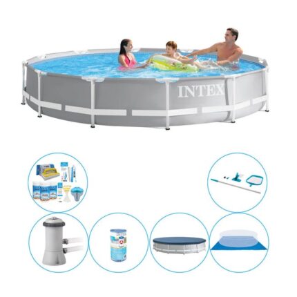 Offre combinée de piscine - Intex Prism Frame Ronde 366x76 cm