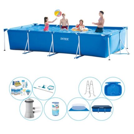 Intex Frame Pool Rectangulaire 450x220x84 cm - Bundle de piscine