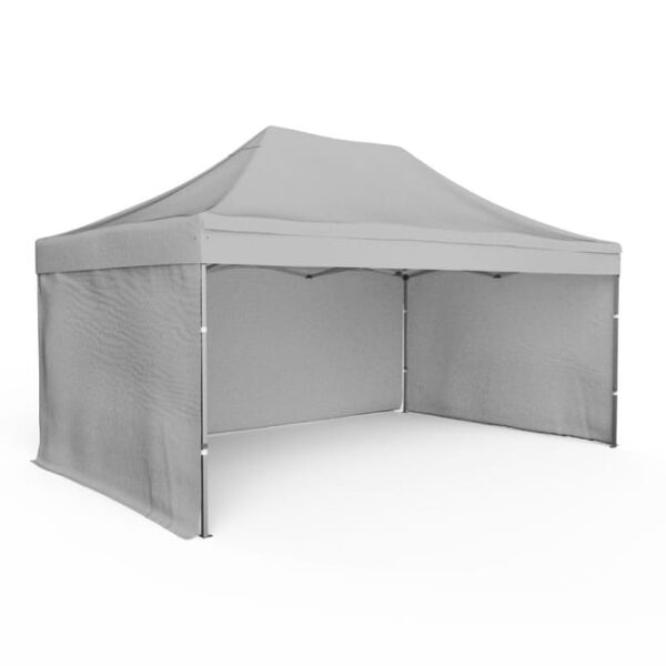 Tente pliante Barnum Aluminium 300x450cm - Gris + 3 murs offerts