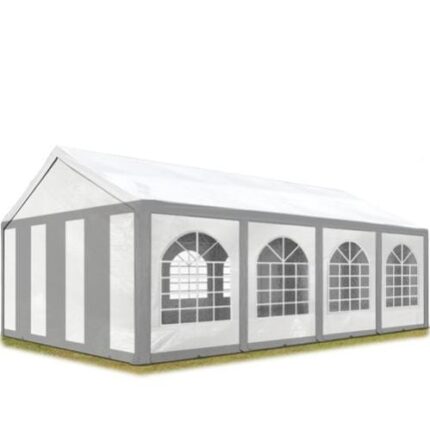 4x8 m tente de réception Barnum, PE 450, H. 2 m, gris-blanc