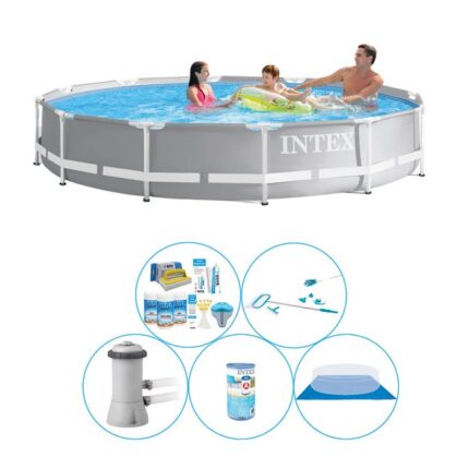Intex Prism Frame Ronde 366x76 cm - 6 pièces - Piscine avec accessoires
