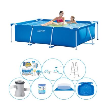 Intex Frame Pool Rectangulaire 220x150x60 cm - 8 pièces - Paquet de piscine tout en 1